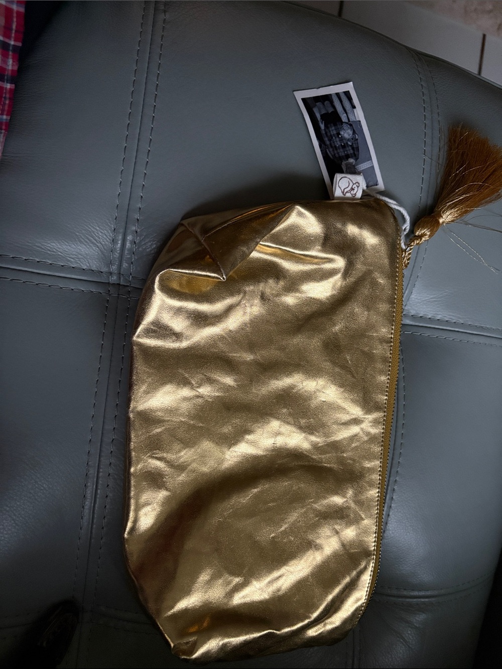 Gold Metallic Zip Pouch Clutch